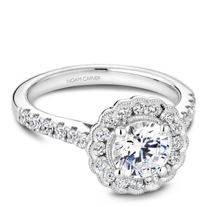 Noam Carver White Gold Floral Halo Engagement Ring (0.59 CTW)