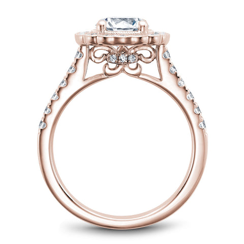 Noam Carver Rose Gold Floral Halo Engagement Ring Setting (0.59 CTW)