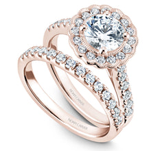 Load image into Gallery viewer, Noam Carver Rose Gold Floral Halo Engagement Ring (0.59 CTW)