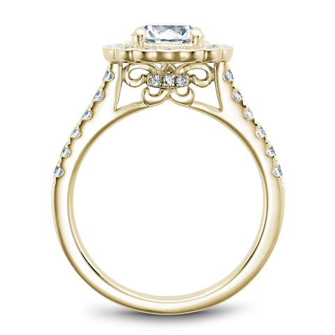 Noam Carver Yellow Gold Floral Halo Engagement Ring Setting  (0.59 CTW)