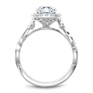 Noam Carver White Gold Cushion Halo Engagement Ring with Carved Shank (0.35 CTW)