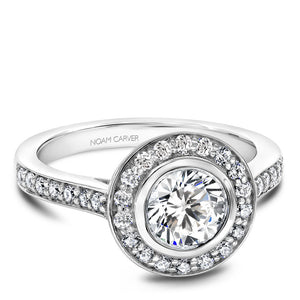 Noam Carver White Gold Bezel Diamond Halo Engagement Ring (0.44 CTW)