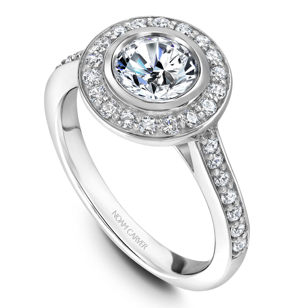 Noam Carver White Gold Bezel Diamond Halo Engagement Ring (0.44 CTW)