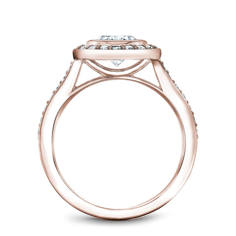 Noam Carver Rose Gold Bezel Diamond Halo Engagement Ring Setting (0.44 CTW)