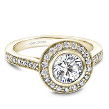Load image into Gallery viewer, Noam Carver Yellow Gold Bezel Diamond Halo Engagement Ring (0.44 CTW)