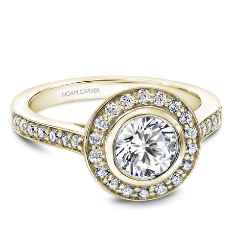 Noam Carver Yellow Gold Bezel Diamond Halo Engagement Ring (0.44 CTW)
