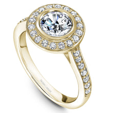 Load image into Gallery viewer, Noam Carver Yellow Gold Bezel Diamond Halo Engagement Ring (0.44 CTW)