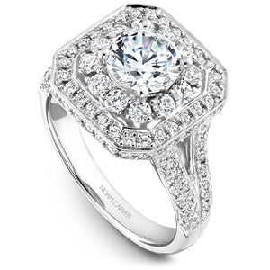 Noam Carver White Gold Vintage Diamond Engagement Ring with Double Halo (1.38 CTW)
