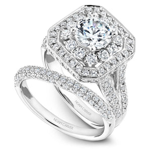 Noam Carver White Gold Vintage Diamond Engagement Ring with Double Halo (1.38 CTW)
