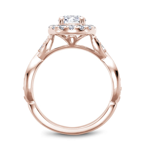 Noam Carver Rose Gold Halo Engagement Ring Setting with Twist Shank (0.55 CTW)