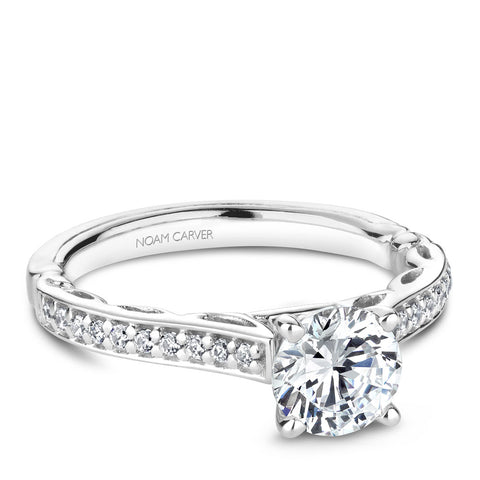 Noam Carver White Gold Shared-Prong inside Channel Set Diamond Engagement Ring Setting (0.16 CTW)