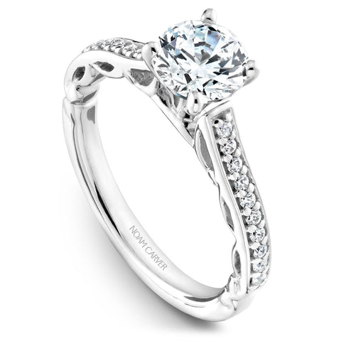 Noam Carver White Gold Shared-Prong inside Channel Set Diamond Engagement Ring Setting (0.16 CTW)