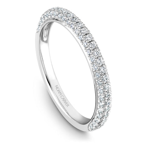 Noam Carver White Gold Pave Twist Halo with Pave Set Diamond Shank Engagement Ring Setting (0.86 CTW)