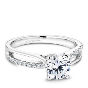 Noam Carver White Gold and Diamond Split Shank Engagement Ring (0.16 CTW)