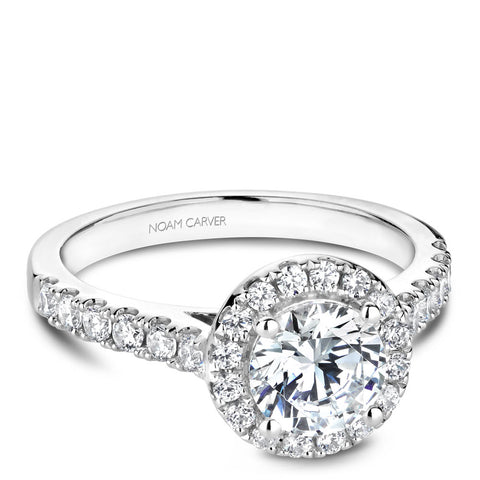 Noam Carver White Gold Diamond Engagement Ring Setting with Halo (0.52 CTW)