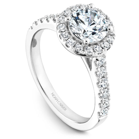 Noam Carver White Gold Diamond Engagement Ring Setting with Halo (0.52 CTW)