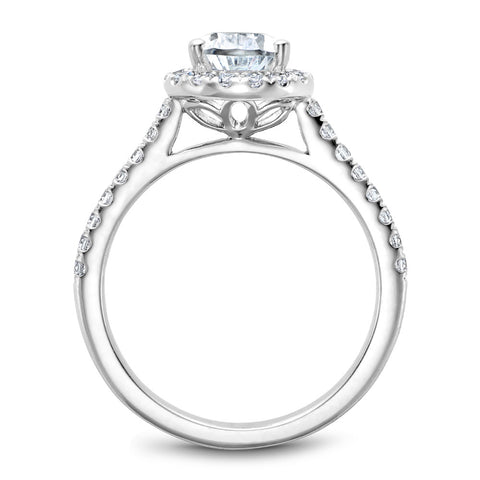Noam Carver White Gold Diamond Engagement Ring Setting with Pear Center Stone and Halo (0.39 CTW)