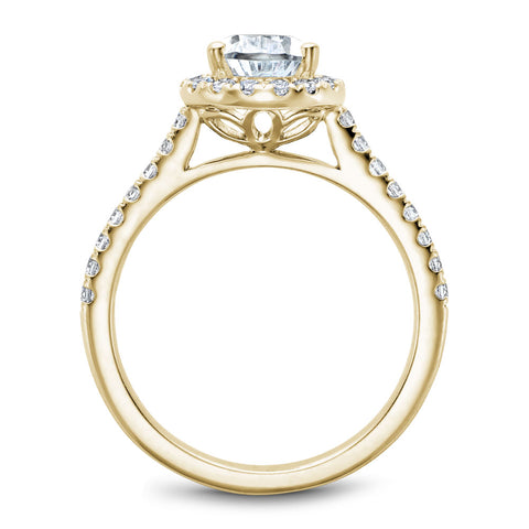 Noam Carver Yellow Gold Diamond Engagement Ring Setting with Pear Center Stone and Halo (0.39 CTW)