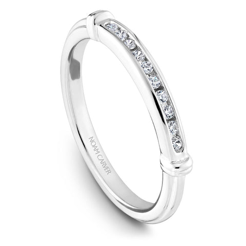 Noam Carver White Gold Bezel Set Floral Halo Engagement Ring Setting with Accents (0.15 CTW)