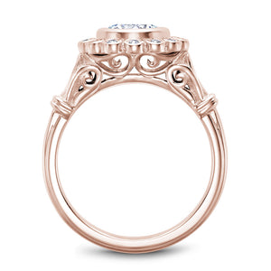 Noam Carver Rose Gold Bezel Set Floral Halo Engagement Ring with Accents (0.15 CTW)