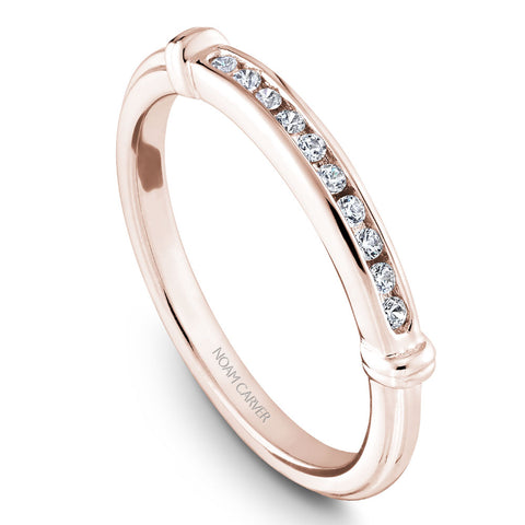 Noam Carver Rose Gold Bezel Set Floral Halo Engagement Ring Setting with Accents (0.15 CTW)