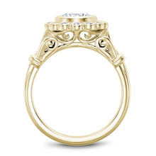 Load image into Gallery viewer, Noam Carver Yellow Gold Bezel Set Floral Halo Engagement Ring with Accents (0.15 CTW)