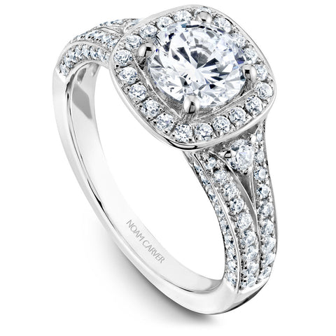 Noam Carver White Gold 3-Sided Channel Set Diamond Engagement Ring Setting with Halo