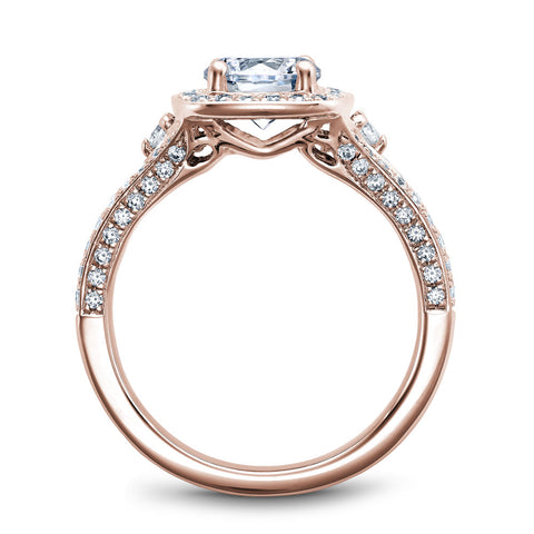 Noam Carver Rose Gold 3-Sided Channel Set Diamond Engagement Ring Setting with Halo