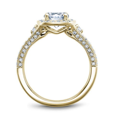 Noam Carver Yellow Gold 3-Sided Channel Set Diamond Engagement Ring Setting with Halo