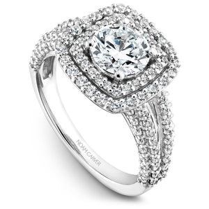 Noam Carver White Gold 4-Row Split Shank Diamond Engagement Ring with Double Halo (1.06 CTW)