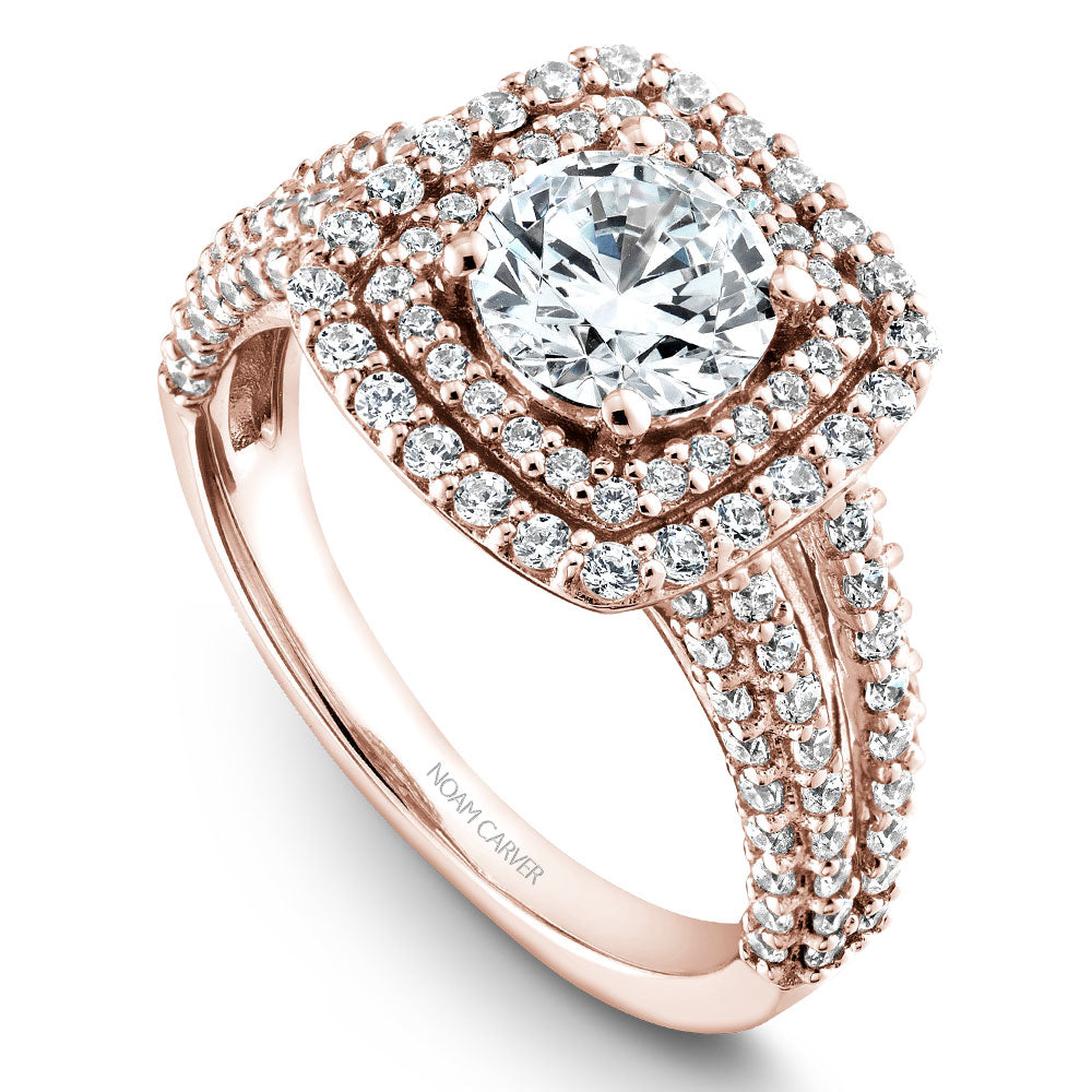 Noam Carver Rose Gold 4-Row Split Shank Diamond Engagement Ring with D