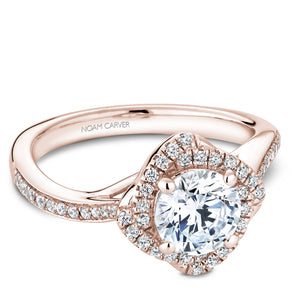Noam Carver Rose Gold Square Halo Diamond Engagement Ring (0.26 CTW)