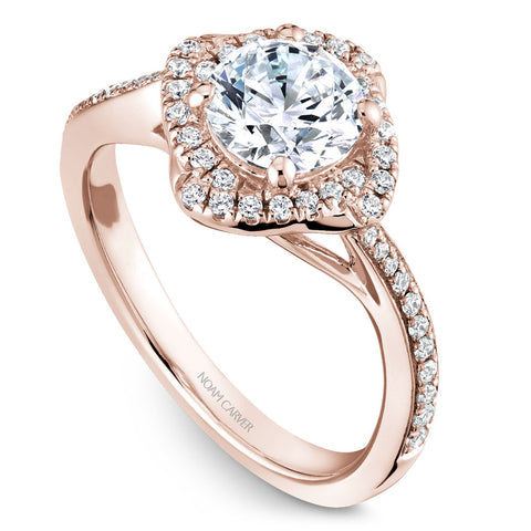 Noam Carver Rose Gold Square Halo Diamond Engagement Ring Setting (0.26 CTW)