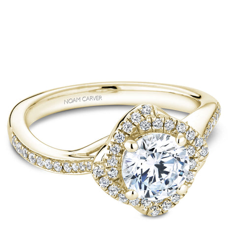 Noam Carver Yellow Gold Square Halo Diamond Engagement Ring Setting (0.26 CTW)