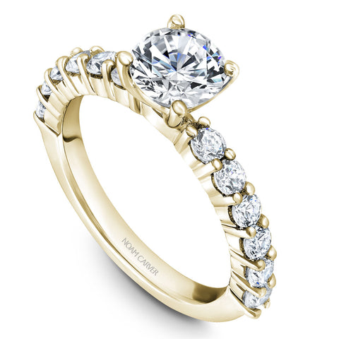 Noam Carver Yellow Gold Shared Prong Diamond Engagement Ring Setting (0.72 CTW)