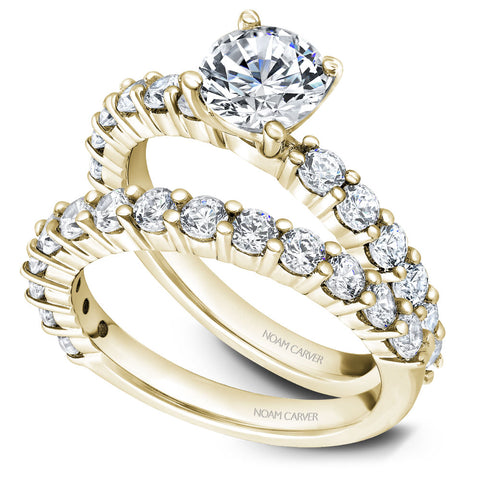 Noam Carver Yellow Gold Shared Prong Diamond Engagement Ring Setting (0.72 CTW)