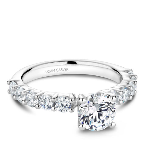 Noam Carver White Gold Shared Prong Diamond Engagement Ring Setting (0.91 CTW)