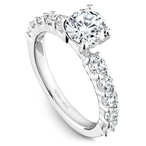 Noam Carver White Gold Shared Prong Diamond Engagement Ring Setting (0.91 CTW)