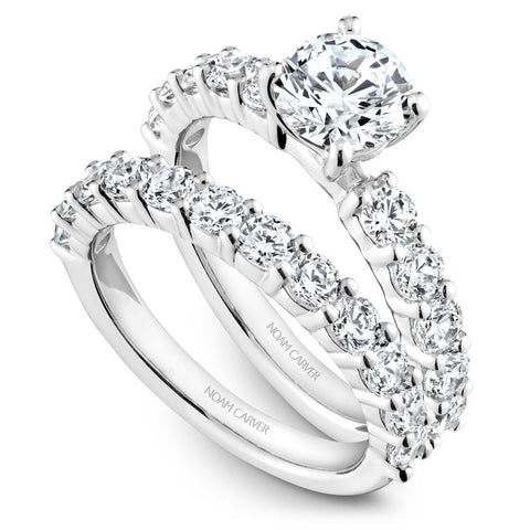 Noam Carver White Gold Shared Prong Diamond Engagement Ring Setting (0.91 CTW)