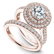 Load image into Gallery viewer, Noam Carver Rose Gold Channel Set Diamond Engagement Ring with Double Halo (0.67 CTW)