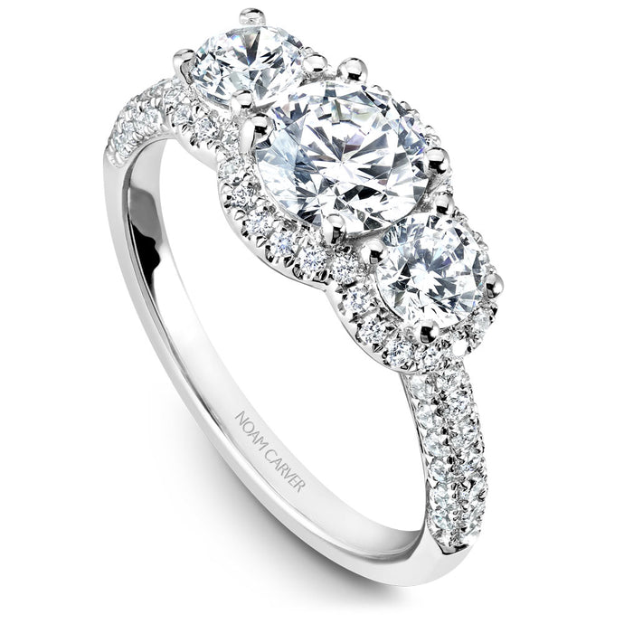 Noam Carver White Gold 3-Stone Diamond Engagement Ring (0.99 CTW)
