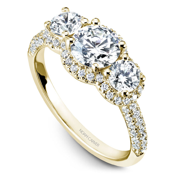 Noam Carver Yellow Gold 3-Stone Diamond Engagement Ring Setting (0.99 CTW)