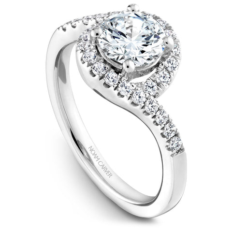 Noam Carver White Gold Curved Halo Diamond Engagement Ring Setting (0.40 CTW)