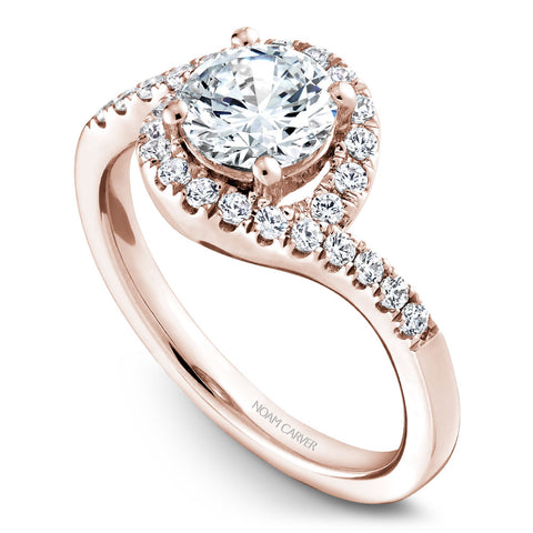Noam Carver Rose Gold Curved Halo Diamond Engagement Ring Setting (0.40 CTW)