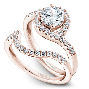 Noam Carver Rose Gold Curved Halo Diamond Engagement Ring (0.40 CTW)