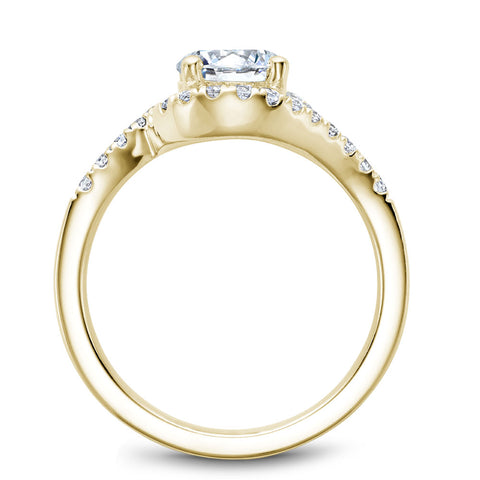 Noam Carver Yellow Gold Curved Halo Diamond Engagement Ring Setting  (0.40 CTW)