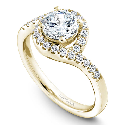 Noam Carver Yellow Gold Curved Halo Diamond Engagement Ring Setting  (0.40 CTW)