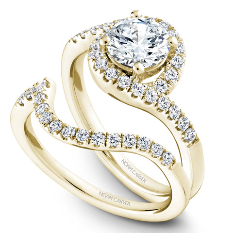 Noam Carver Yellow Gold Curved Halo Diamond Engagement Ring Setting  (0.40 CTW)