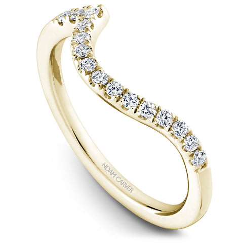 Noam Carver Yellow Gold Curved Halo Diamond Engagement Ring Setting  (0.40 CTW)