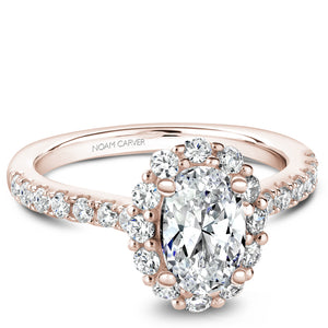 Noam Carver Rose Gold Oval Diamond Engagement Ring with Halo (0.72 CTW)
